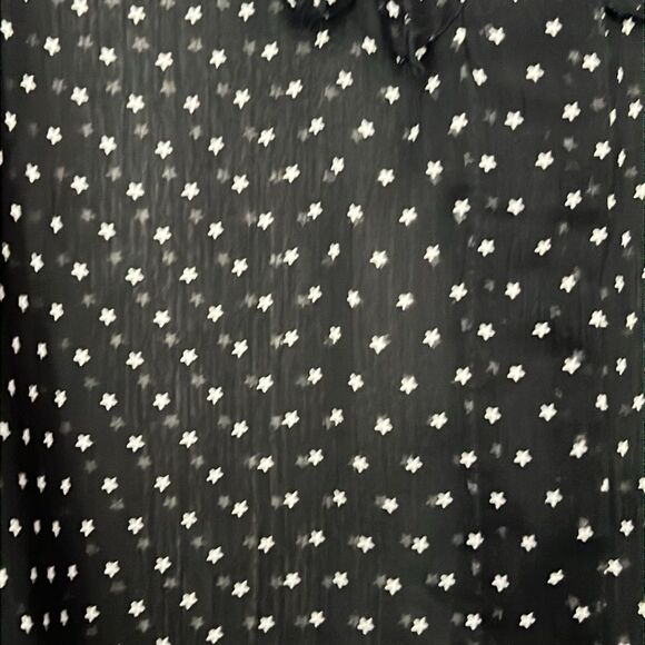 A.N.A Sheer Black with White Stars Blouse~L - Picture 6 of 11